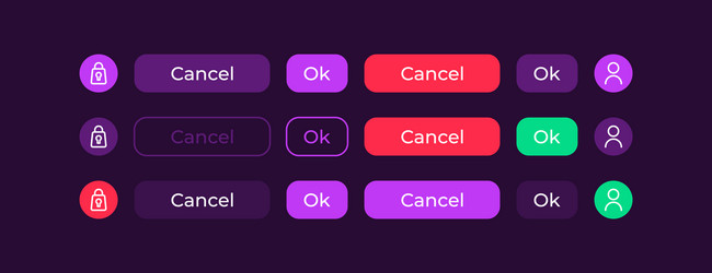 colourful buttons ui elements kit vector image
