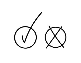 Doodle check marks agree or disagree sign vector