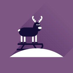 flat icon with long shadow reindeer sledging vector image