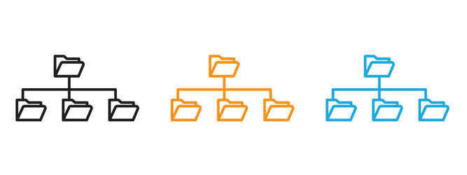 folder tree icon thin line set vector image