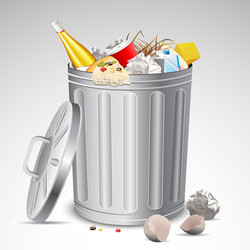 Full Trash Bin with Garbage vector image