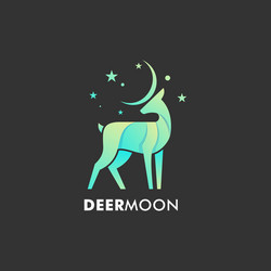 logo deer moon gradient colorful style vector image