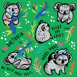 print cute koala characters Vector Image