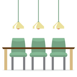 three empty chairs with long table isolated vector image