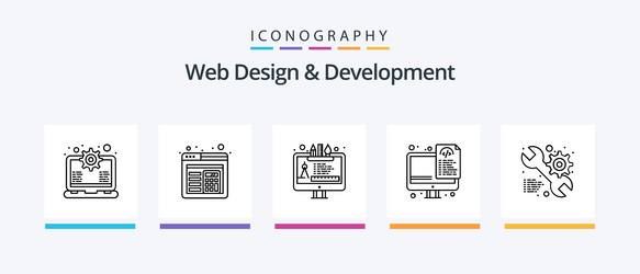 web design and development line 5 icon pack vector image