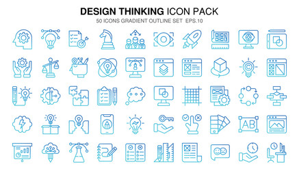 design thinking gradient outline icon setthe vector image