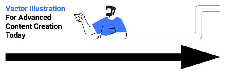 man indicating forward direction with arrow vector image