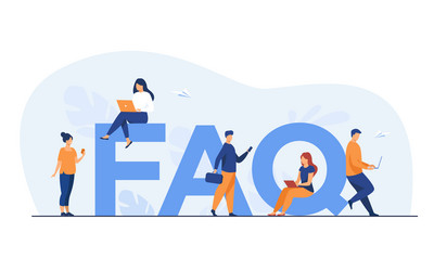 Tiny People with FAQ Questions vector image