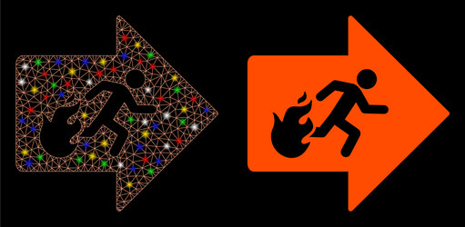 flare mesh network fire exit icon with spots vector image