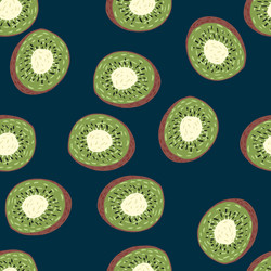 Random seamless pattern with green kiwi slices vector