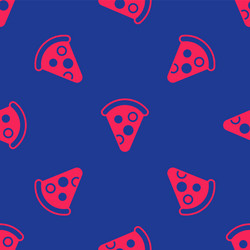 red slice of pizza icon isolated seamless pattern vector image