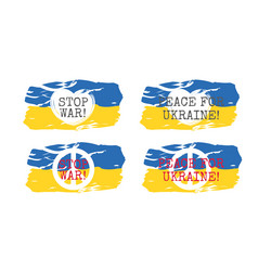 ukrainian flag brush stroke with stop war Vector Image