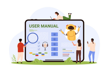 User manual chatbot ai bot of faq service app vector