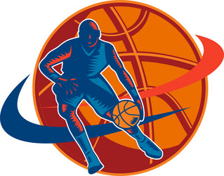 Basketball Player Dribbling Vector Image