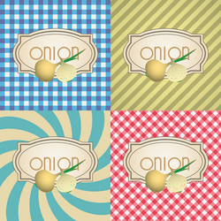 four types of retro textured labels for onion vector image