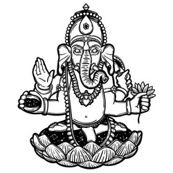 Ganesha Hindu God - Lineart Artwork Vector Image
