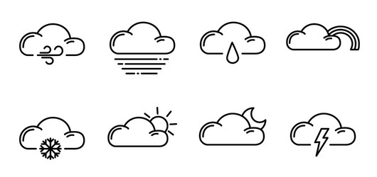 Weather outline icons Royalty Free Vector Image