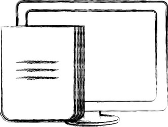 computer desktop display with documents vector image