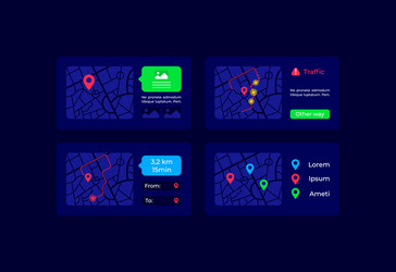 Routes on map ui elements kit vector