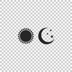 sun and moon icon isolated on transparent vector