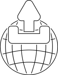 globe with upload symbol icon vector image