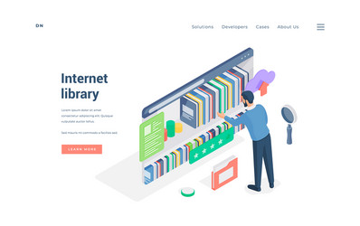 man using internet library with good rating vector image