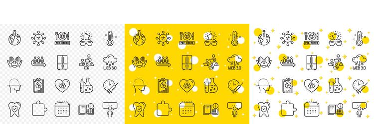 Outline refrigerator web3 and report line icons vector