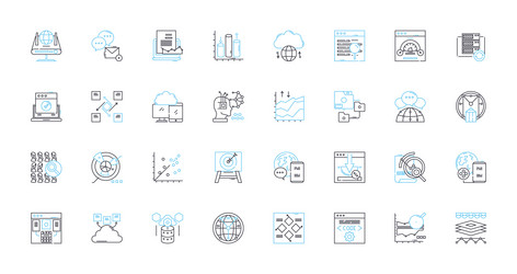 Web creation linear icons set design development vector