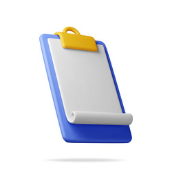 3d clipboard with empty paper sheet isolated vector image