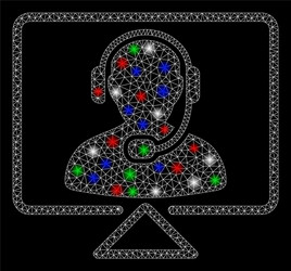 bright mesh wire frame online support with flash vector image