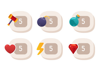 game ui icons mobile application or vector image