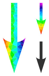 lowpoly sharp arrow down icon with rainbow vector image