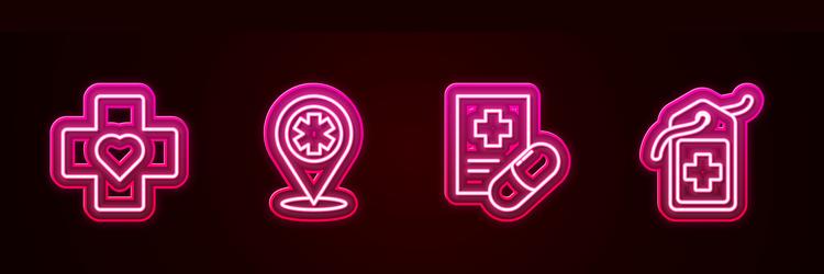 set line heart with a cross map pointer hospital vector image