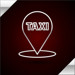 silver line map pointer with taxi icon isolated vector image
