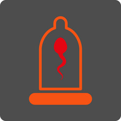 sperm in protection rounded square button vector image