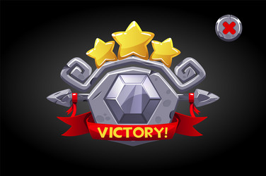 victory pop up stone banner ui game assets vector