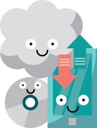 smartphone and cloud computing with cd rom vector image