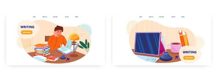 writing landing page design website banner vector image