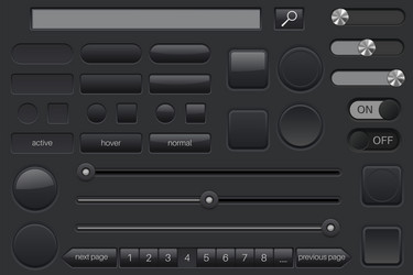 Black Button Collection - UI Elements vector image