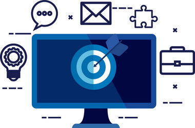 desktop computer with target and iccons vector image
