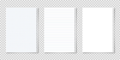 realistic blank lined paper sheets in a4 format vector