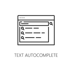 Text autocomplete serp icon search engine result vector