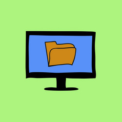 Doodle style computer with folder vector