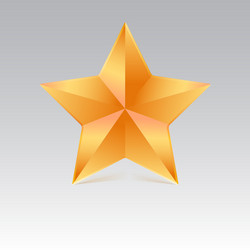 five pointed star with shadow yellow color vector image