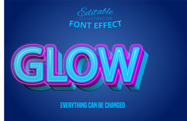 glow text 3d puple and blue editable font effect vector image