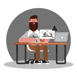man architect draws a druft on paper vector image