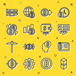 set line blockchain technology bitcoin browser vector image