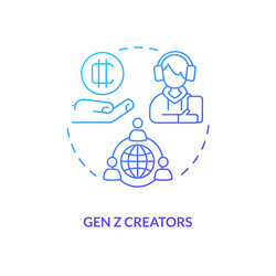 gen z creators blue gradient concept icon vector