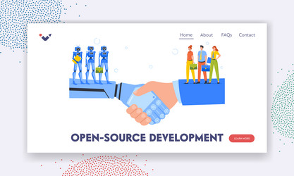 Open source development landing page template vector