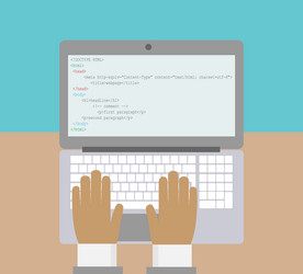 programmer creates a web page work vector image